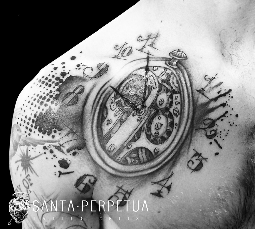 1024x920 Tattoo Pocket Watch Designs - Broken Pocket Watch Drawing