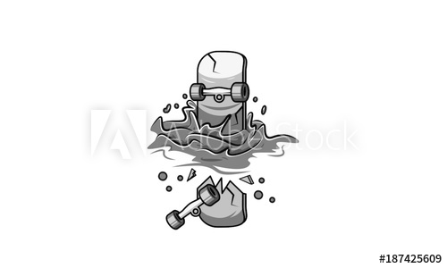 500x300 Illustration Broken Skateboard - Broken Skateboard Drawing