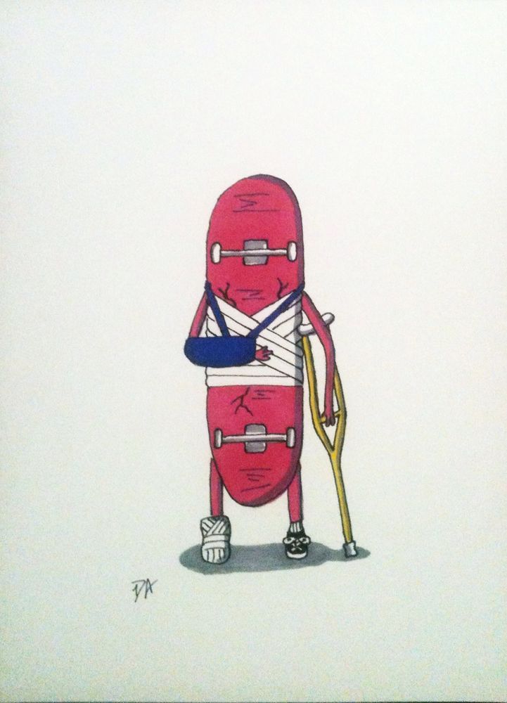 721x1000 Broken Board - Broken Skateboard Drawing