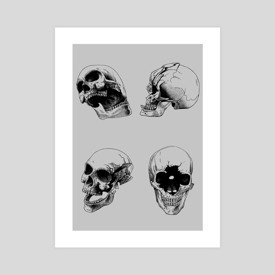 540x540 Broken Skulls, An Art Print - Broken Skull Drawing