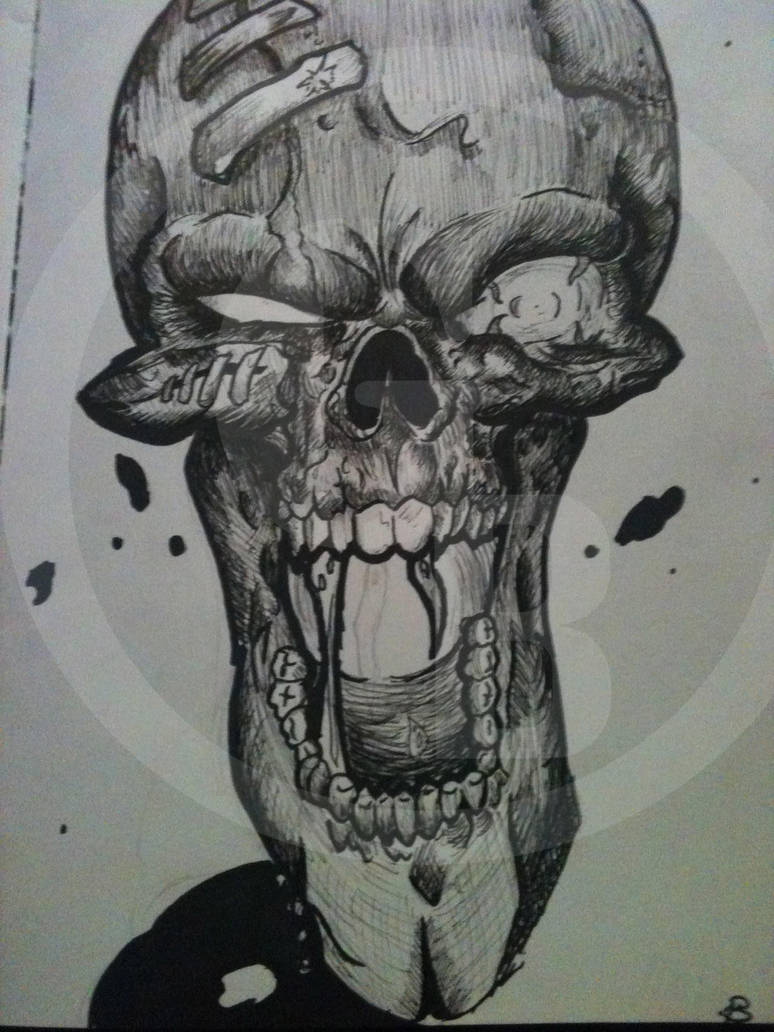774x1032 Inked Broken Skull - Broken Skull Drawing