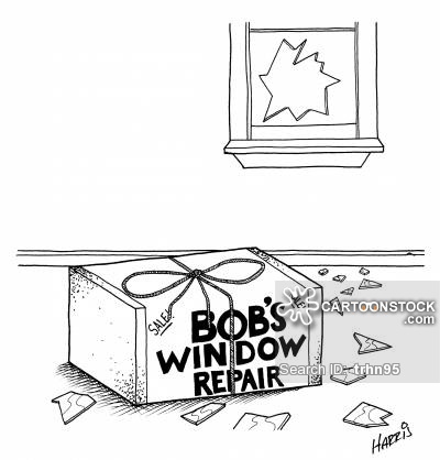 400x418 Broken Windows Cartoons And Comics - Broken Window Drawing