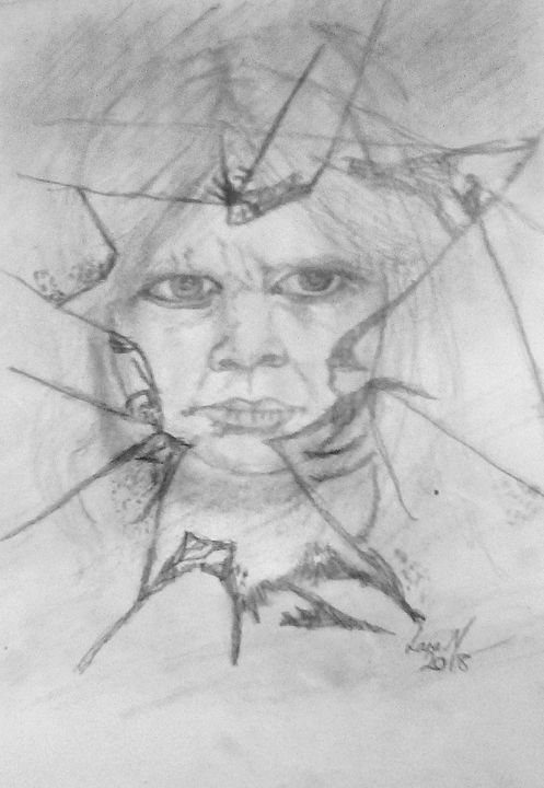497x720 Girl In The Broken Window - Broken Window Drawing