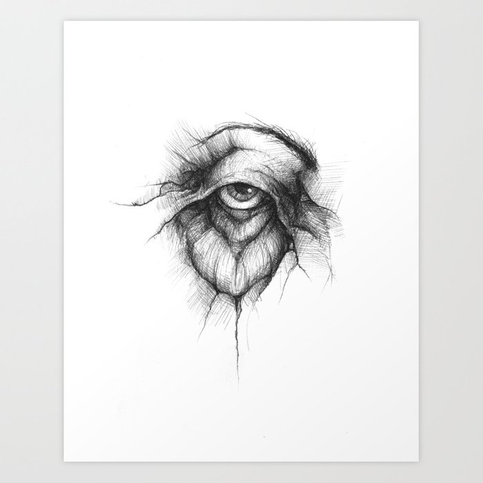 700x700 The Broken Window Art Print - Broken Window Drawing