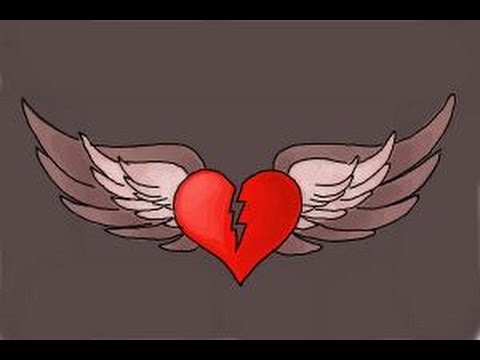 480x360 How To Draw A Broken Heart With Wings - Broken Wings Drawing