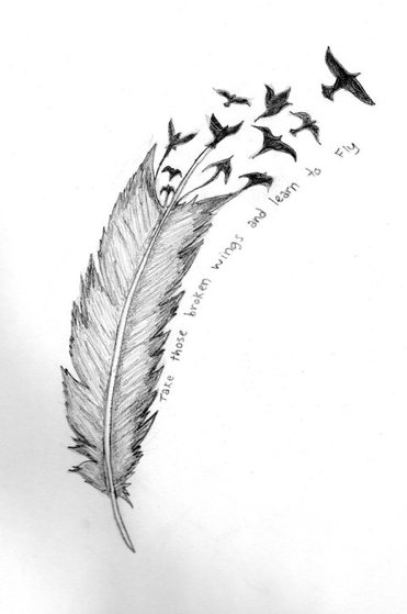371x559 Take That Broken Wings And Learn To Fly!!! On We Heart It - Broken Wings Drawing