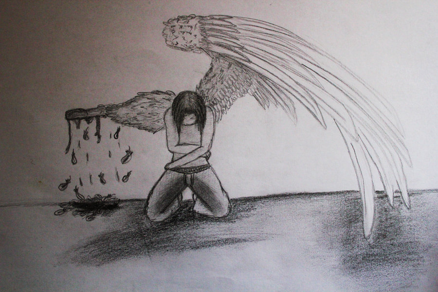 900x600 Broken Angel Drawing At Com Free For Personal Us On Simple Angel - Broken Wings Drawing