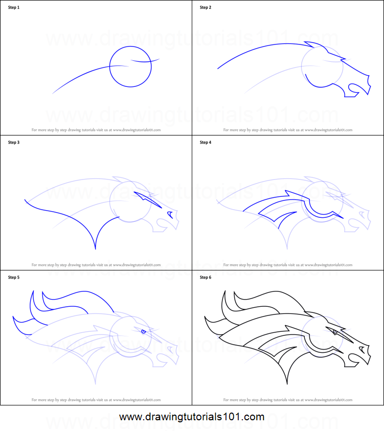 751x843 how to draw denver broncos logo printable step - Broncos Drawing