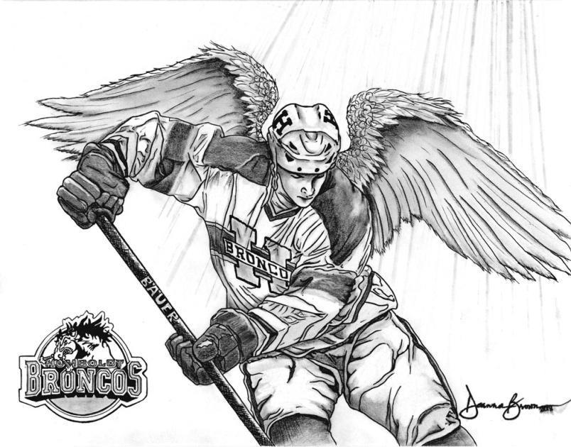 804x630 local artist creates touching tribute to victims of the humboldt - Broncos Drawing