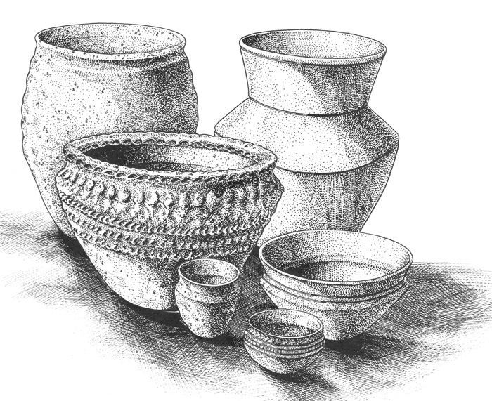 700x571 reconstruction drawing of late bronze age pottery educational - Bronze Drawing