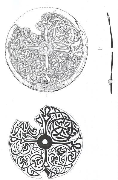 395x600 drawing of a century gilded bronze disc brooch from little - Brooch Drawing