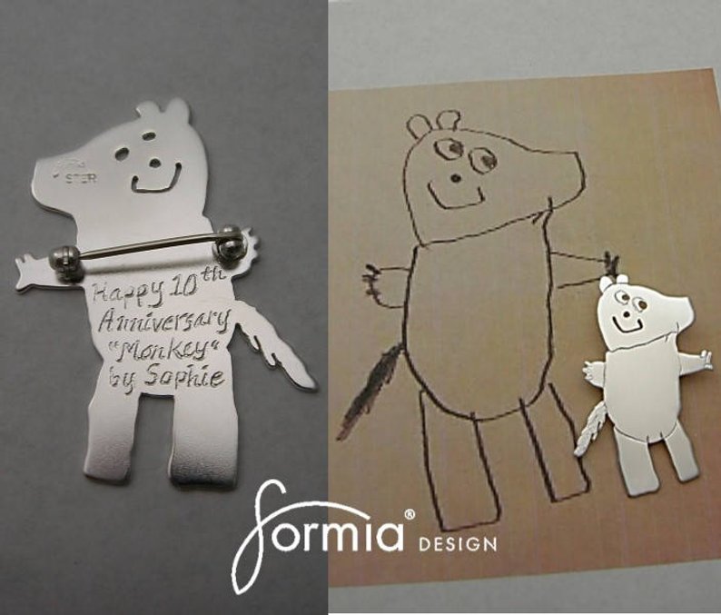 794x677 your childs drawing handmade into a silver brooch silver pin etsy - Brooch Drawing