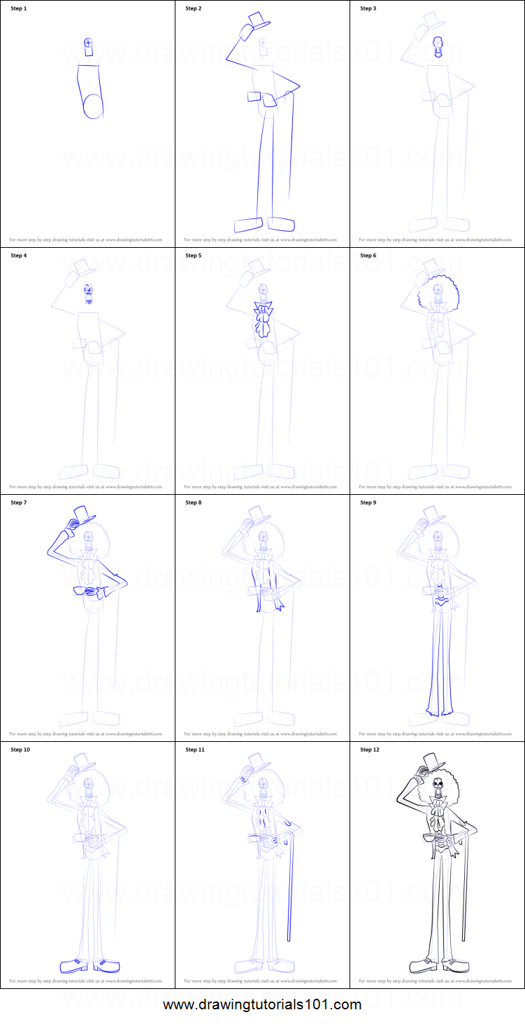 751x1463 How To Draw Brook From One Piece Printable Step - Brook Drawing