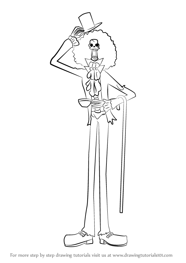 596x843 Learn How To Draw Brook From One Piece - Brook Drawing