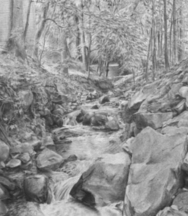 376x432 Pencil Sketches - Brook Drawing