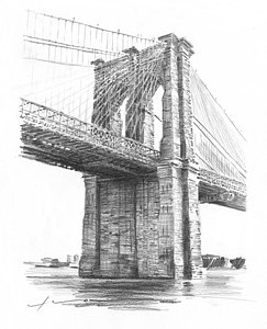 Brooklyn Bridge Architectural Drawing at PaintingValley.com | Explore ...