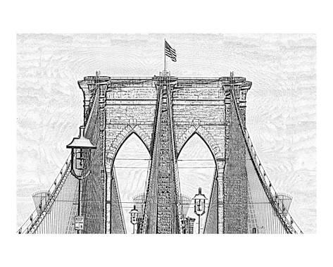 473x379 Brooklyn Bridge As A Charcoal Drawing Giclee Print - Brooklyn Bridge Architectural Drawing