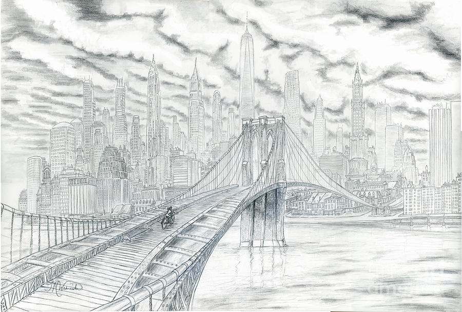 900x609 brooklyn bridge drawing - Brooklyn Bridge Drawing