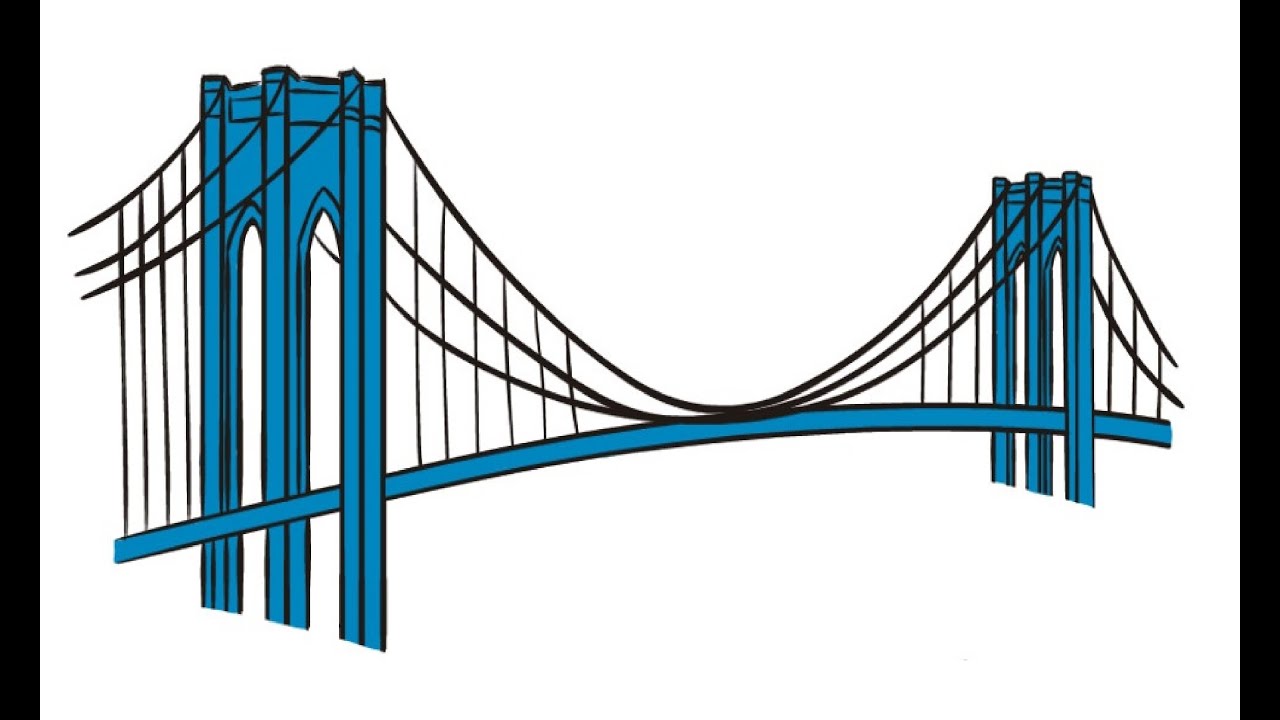 1280x720 how to draw a brooklyn bridge kak narisovat bruklinskij most - Brooklyn Bridge Drawing