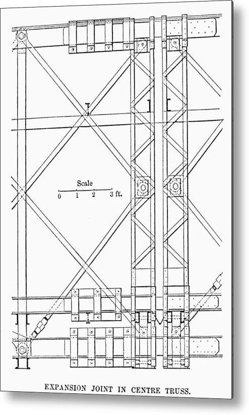 494x822 Brooklyn Bridge Truss Metal Print - Brooklyn Bridge Line Drawing