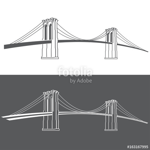 500x500 Brooklyn New York Symbol - Brooklyn Bridge Line Drawing