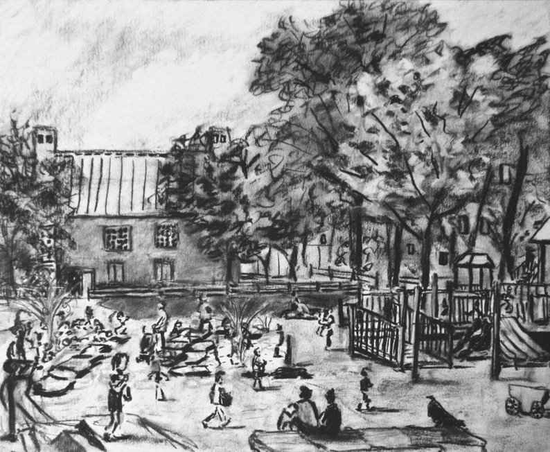 794x652 Park Slope Old Stone House Brooklyn Drawing Charcoal Nyc Etsy - Brooklyn Drawing