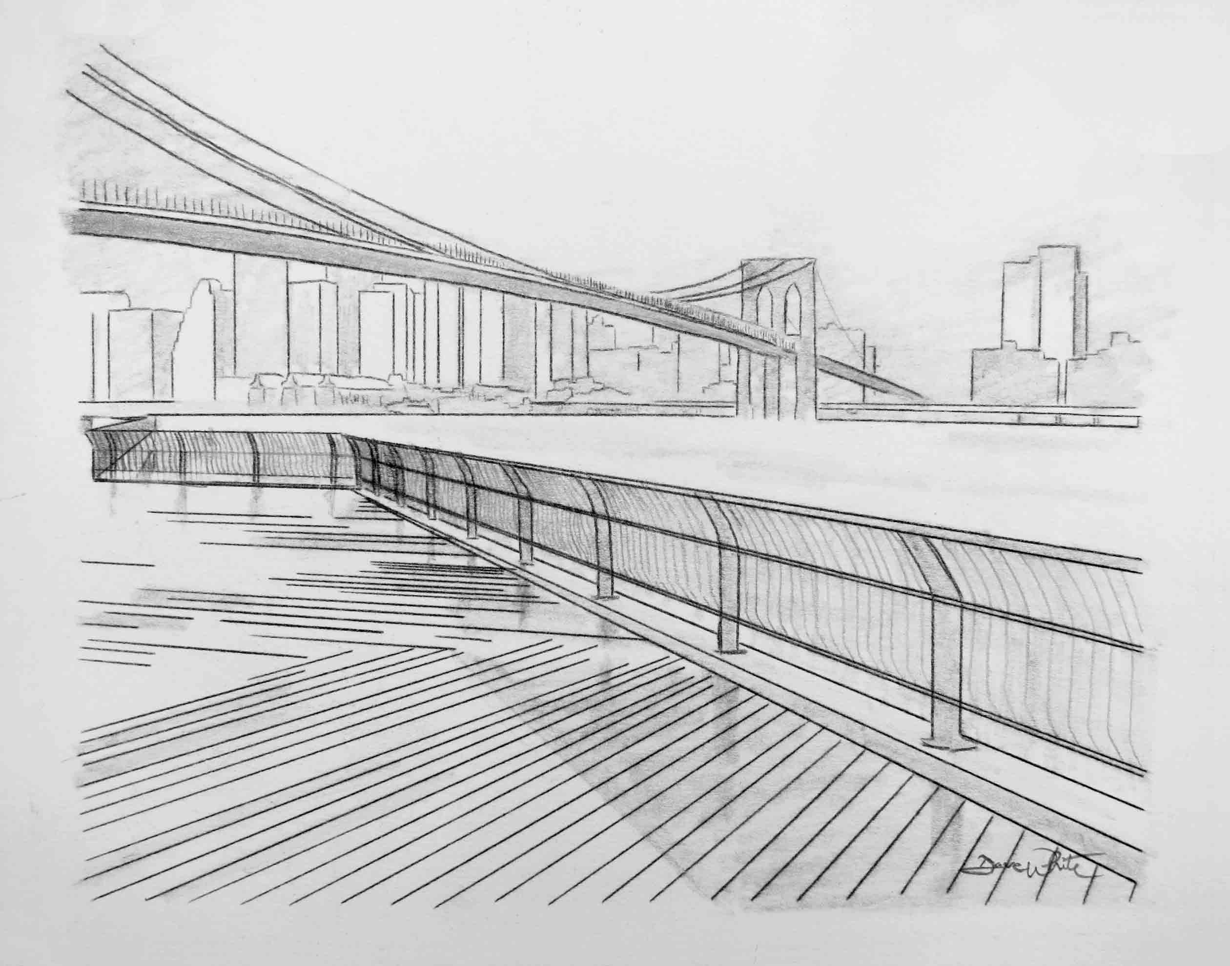 2520x1980 the hudson from brooklyn drawing artist dave white ashburn, va - Brooklyn Drawing