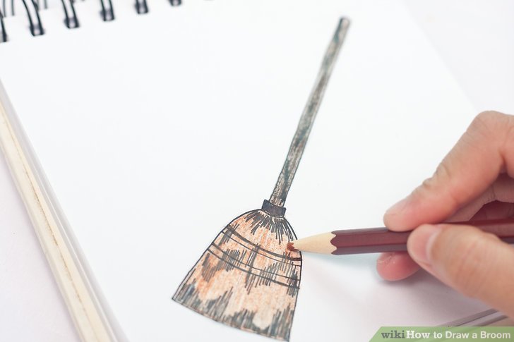 728x485 how to draw a broom steps - Broom Drawing