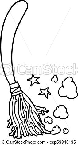 254x470 line drawing of a halloween witches broom - Broom Drawing
