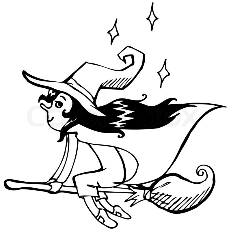 800x800 Huge Collection Of 'drawing Of A Witch On A Broomstick' Download - Broomstick Drawing
