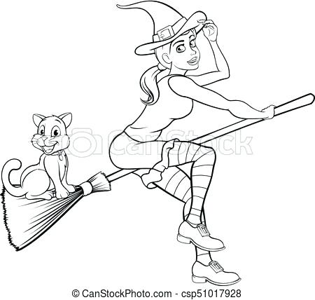 450x428 Related Coloring Pages Pumpkin Black And Share Witch Shoes - Broomstick Drawing