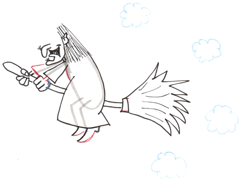 500x378 Step Drawing Arms Hands And Broomstick - Broomstick Drawing