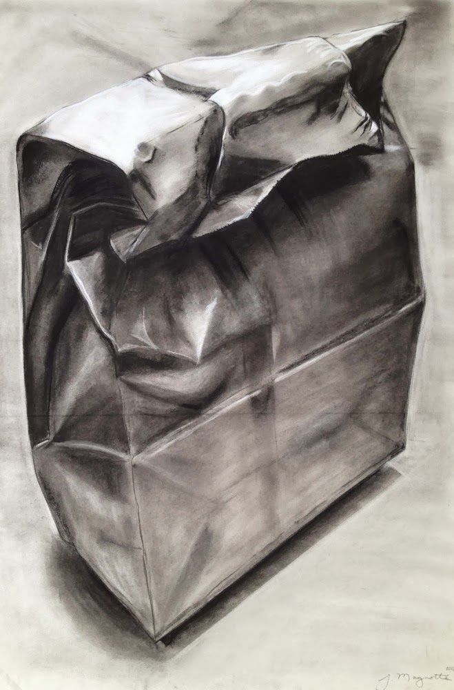 659x1000 brown paper bag' by me jack abstract charcoal art, drawings - Brown Paper Bag Drawing