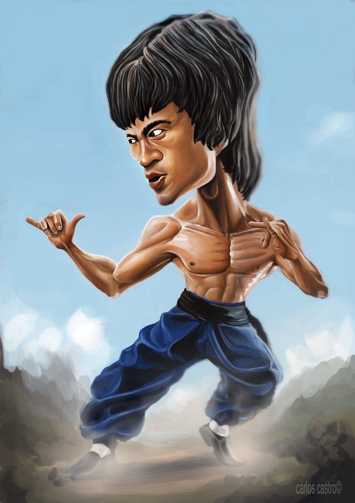 1240x1754 Bruce Lee Hollywood Famous - Bruce Lee Cartoon Drawing
