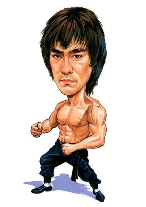 500x707 Cartoon Staring Bruce Lee - Bruce Lee Cartoon Drawing