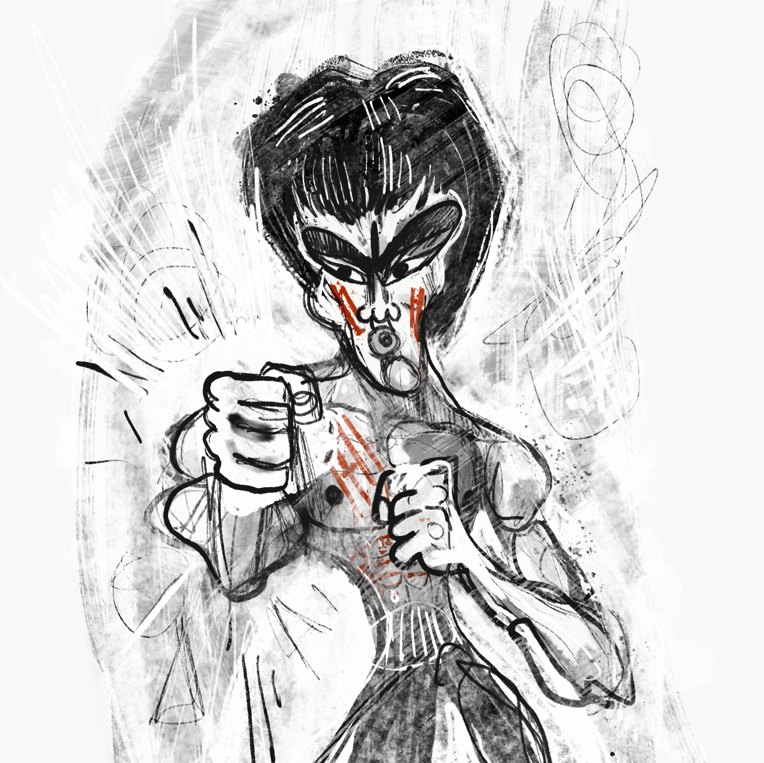 1537x1536 Secora's Daily Drawings Bruce Lee Steemit - Bruce Lee Cartoon Drawing