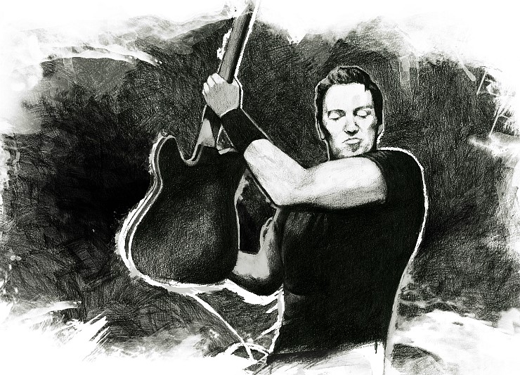 740x533 Bruce Springsteen Rong Illustration - Bruce Springsteen Drawing
