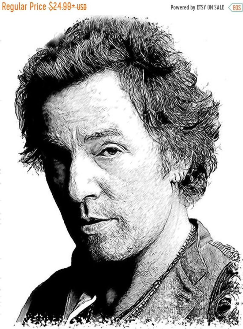 794x1075 Off Sale Bruce Springsteen Drawing T Shirt Etsy - Bruce Springsteen Drawing