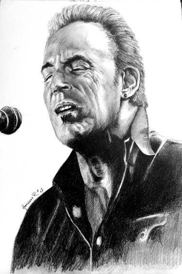 375x564 Drawing Of Bruce Springsteen Drawing - Bruce Springsteen Drawing
