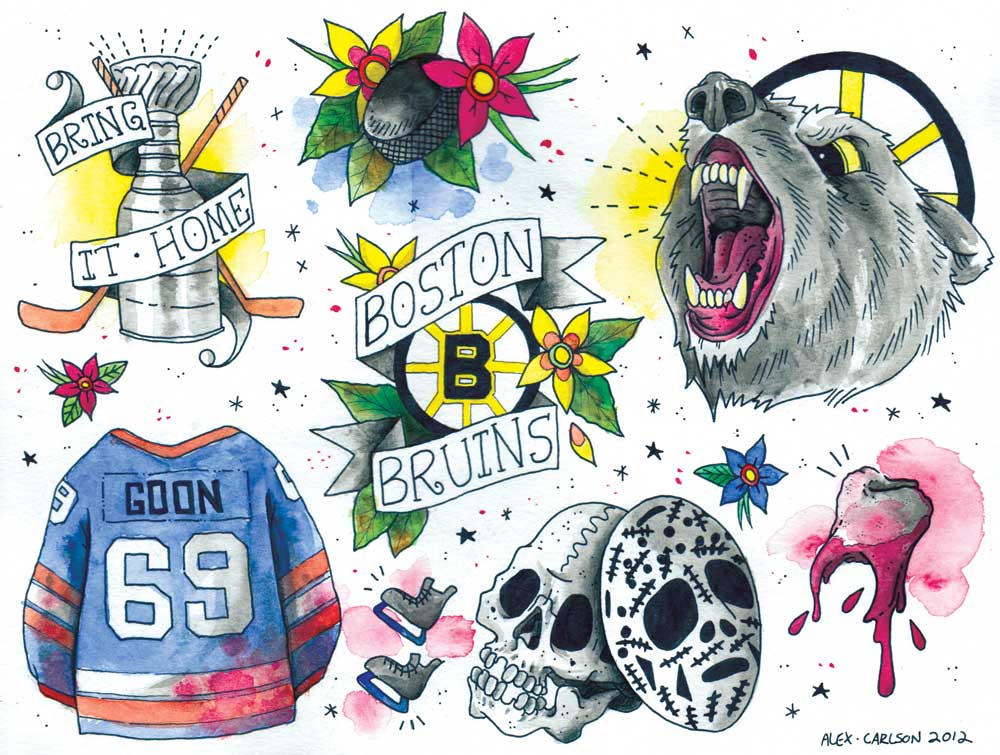 1000x755 Boston Bruins Illustration Of Alex Carlson - Bruins Drawing