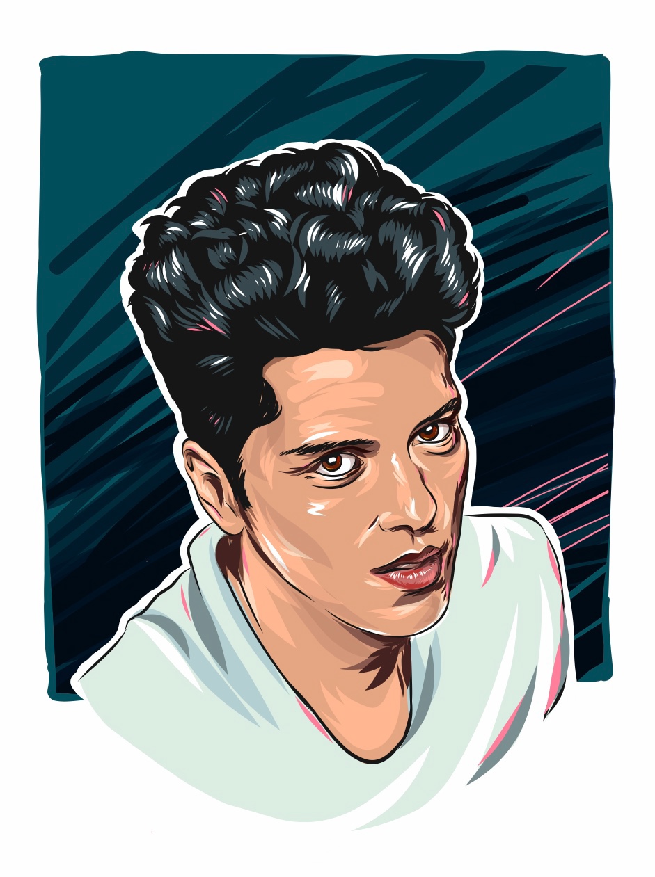 941x1261 bruno mars vector portrait on behance - Bruno Mars Drawing
