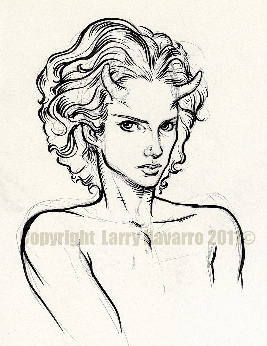 1080x1402 larry navarro likes to draw brush pen devil - Brush Pen Drawing