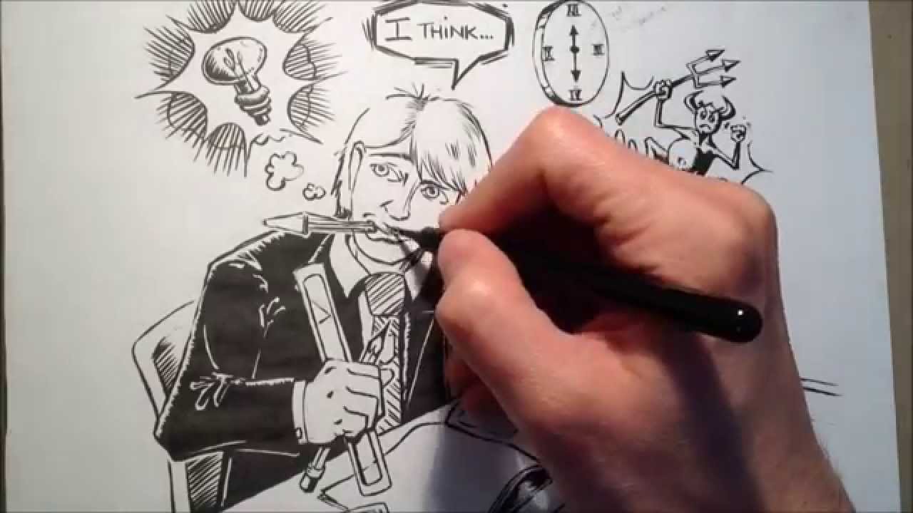 1280x720 The School Classroom' - Brush Pen Drawing