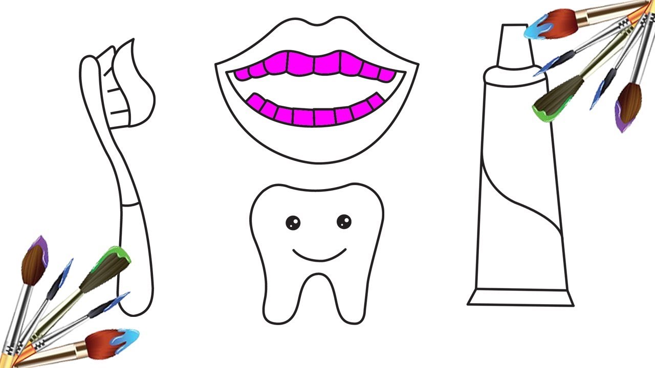 1280x720 Drawing Toothpaste Coloring - Brush Your Teeth Drawing