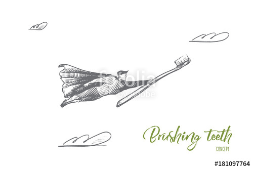 500x334 brushing teeth concept hand drawn superhero with brush for teeth - Brushing Teeth Drawing