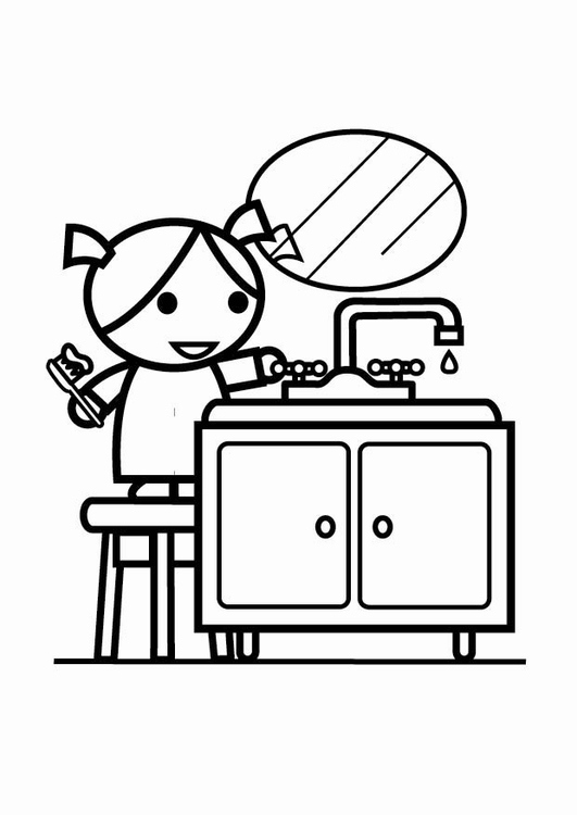 531x750 coloring - Brushing Teeth Drawing