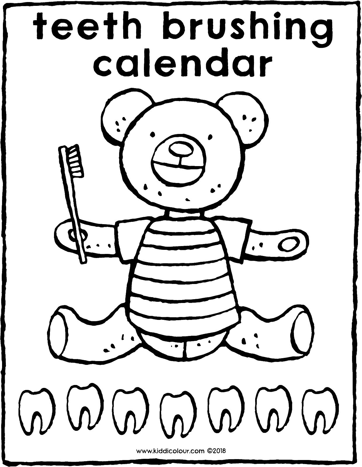 1240x1600 teeth brushing calendar - Brushing Teeth Drawing
