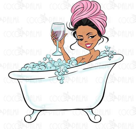 570x540 items similar to fashion clipart dark skin bubble bath clipart - Bubble Bath Drawing