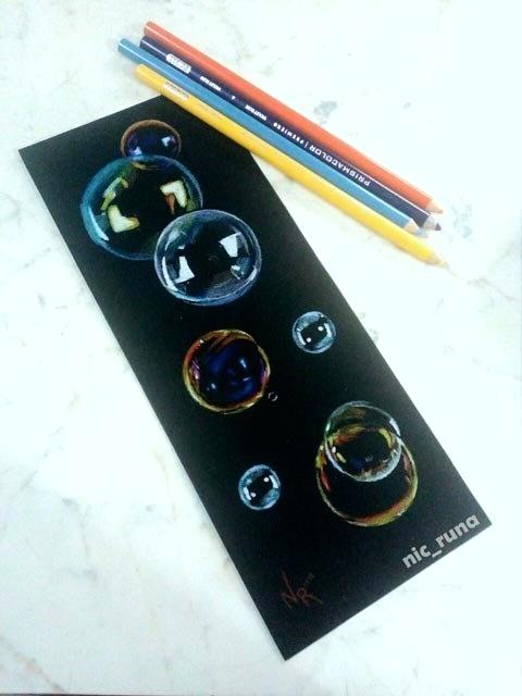 480x640 Drawing On Black Paper With Color Pencil White Colored Aaroncarver - Bubble Drawing On Black Paper