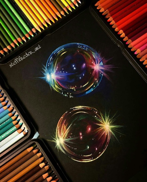 500x620 Black Paper Drawing - Bubble Drawing On Black Paper